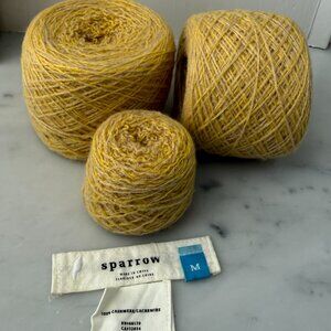 100% Cashmere Yarn Yellow and Cream Recycled Sweater Sparrow Upcycled ~132 grams